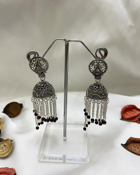 Silver antique bead drop earring - Shopeology
