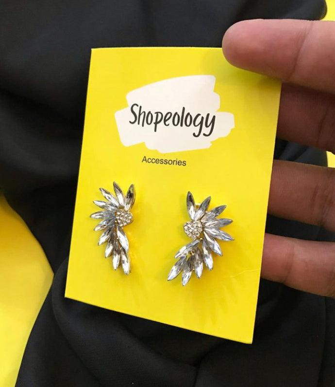 Floral Crystal Earrings - Shopeology