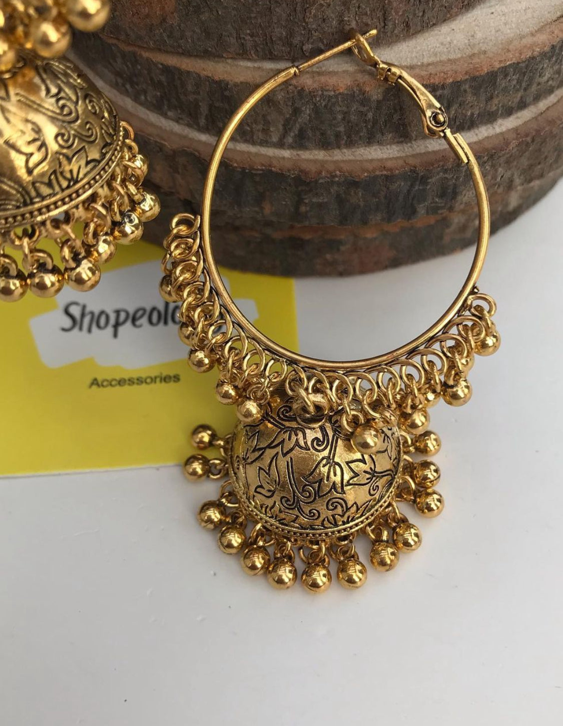 Antique gold jhumka - Shopeology