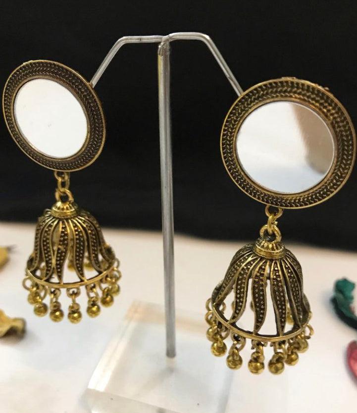 Antique Mirror Jhumki - Shopeology