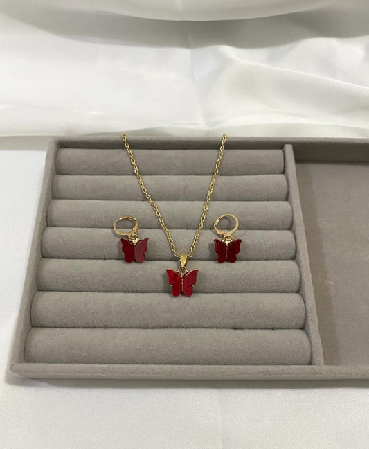 Butterfly necklace and earrings