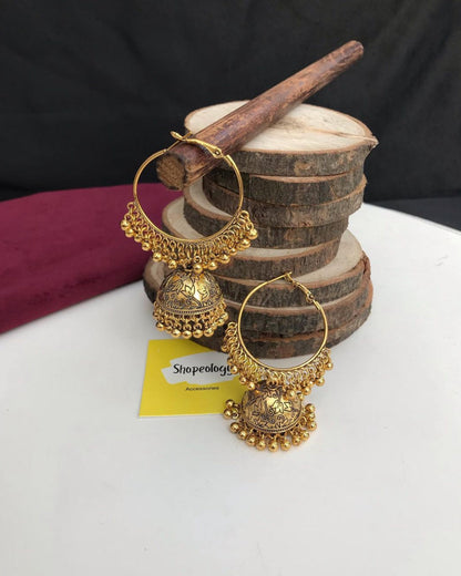 Antique gold jhumka - Shopeology